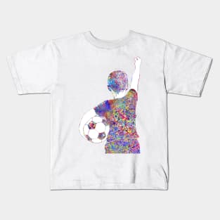 Soccer player little boy with ball Kids T-Shirt